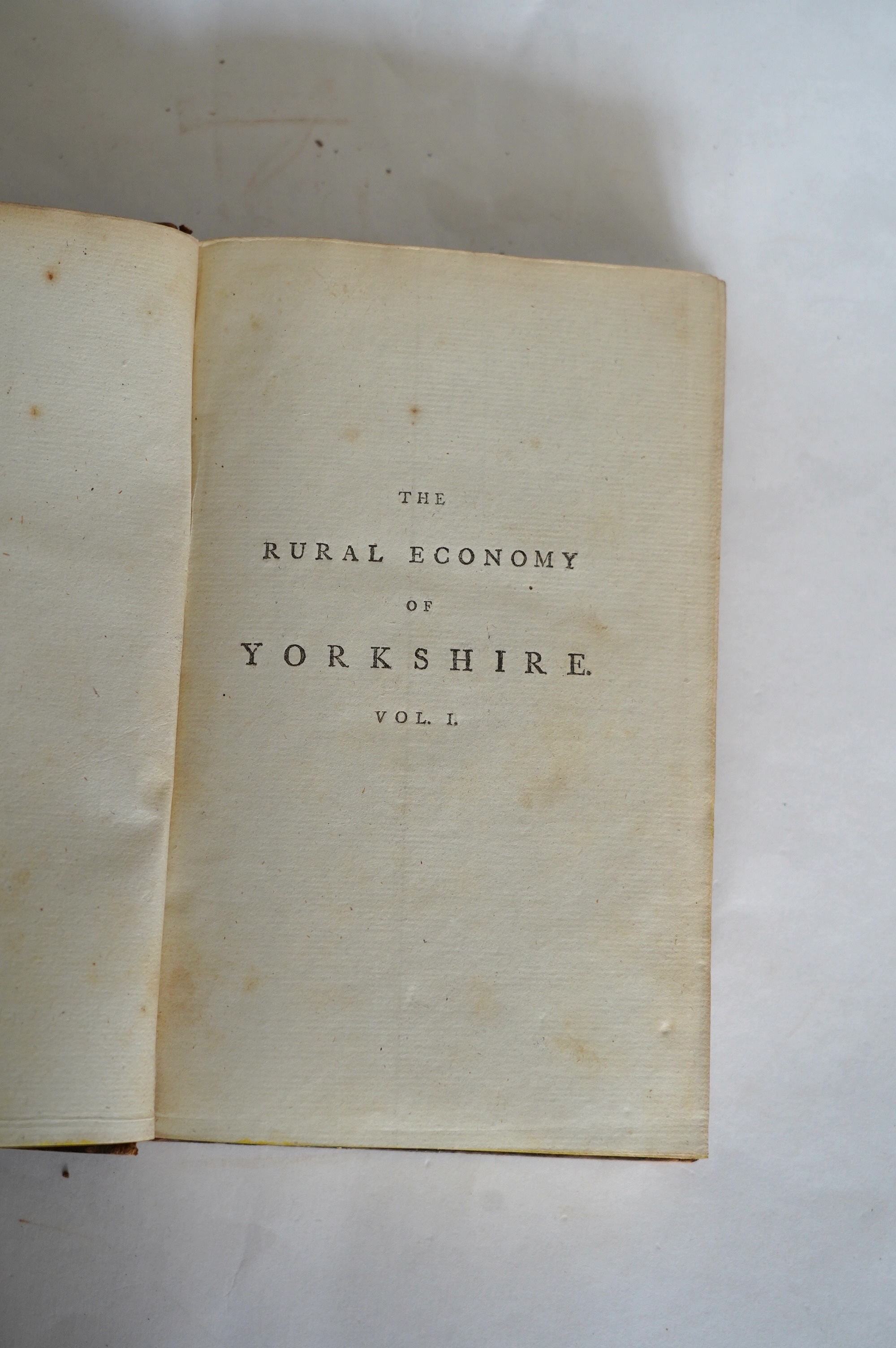 Marshall, William - The Rural Economy of Yorkshire ... 2 vols. 2 folded maps; contemp. tree calf. 1788; Holland, Henry - General View of the Agriculture of Cheshire ... a coloured folded map and 7 other plates (2 folded